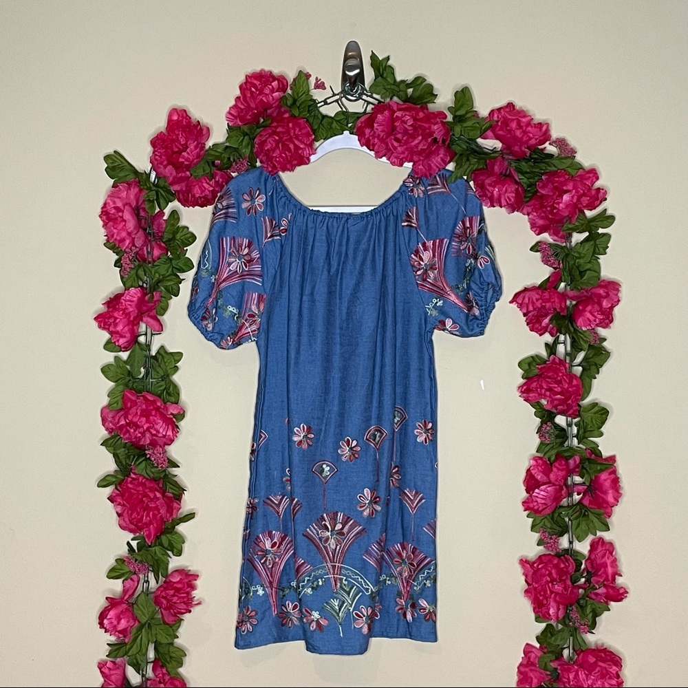 Hayden Girl Floral Embroidered Chambray Dress - Picture 14 of 16